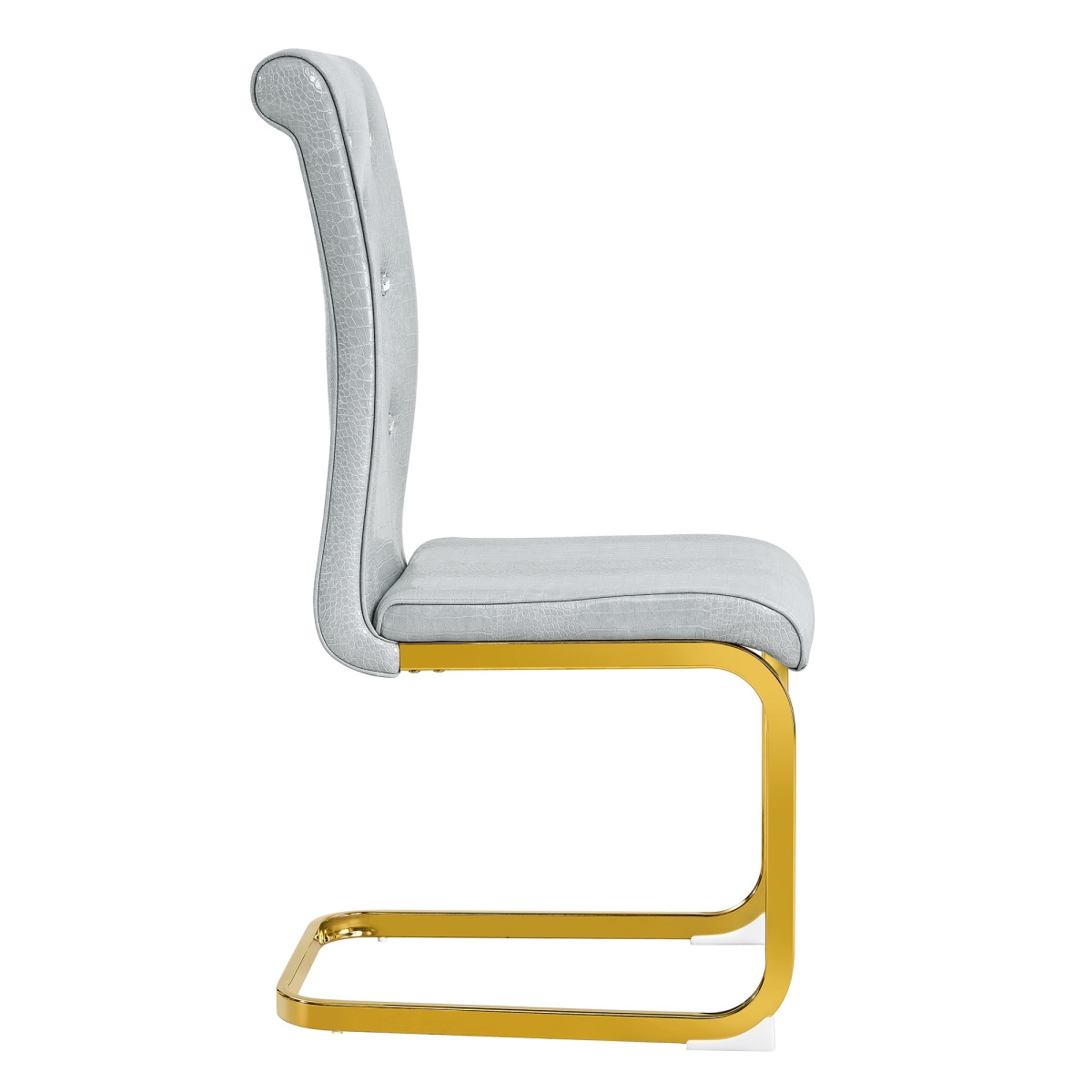 Streamdale Furniture Set of 2 Retro Alligator Upholstered Dining Chairs with Crystal Buckle & Gold Legs