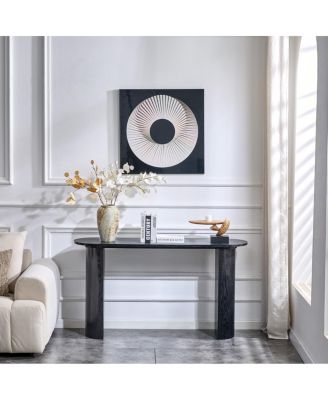 Black curved foyer table - minimalist entrance sofa side table