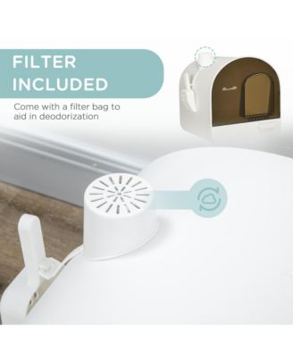 17"×17"×18.5" White Covered Cat Litter Box with Tray