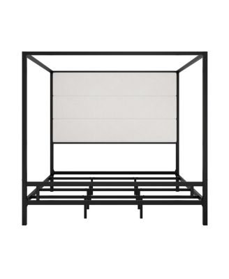 Modern Velvet Upholstered Canopy Bed Frame