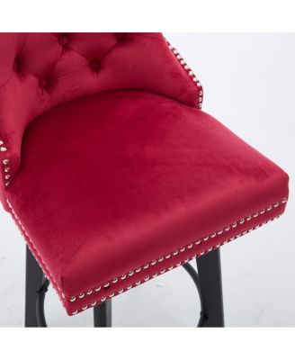 Modern Velvet Swivel Bar Stools with Button Tufting and Rivet Trim