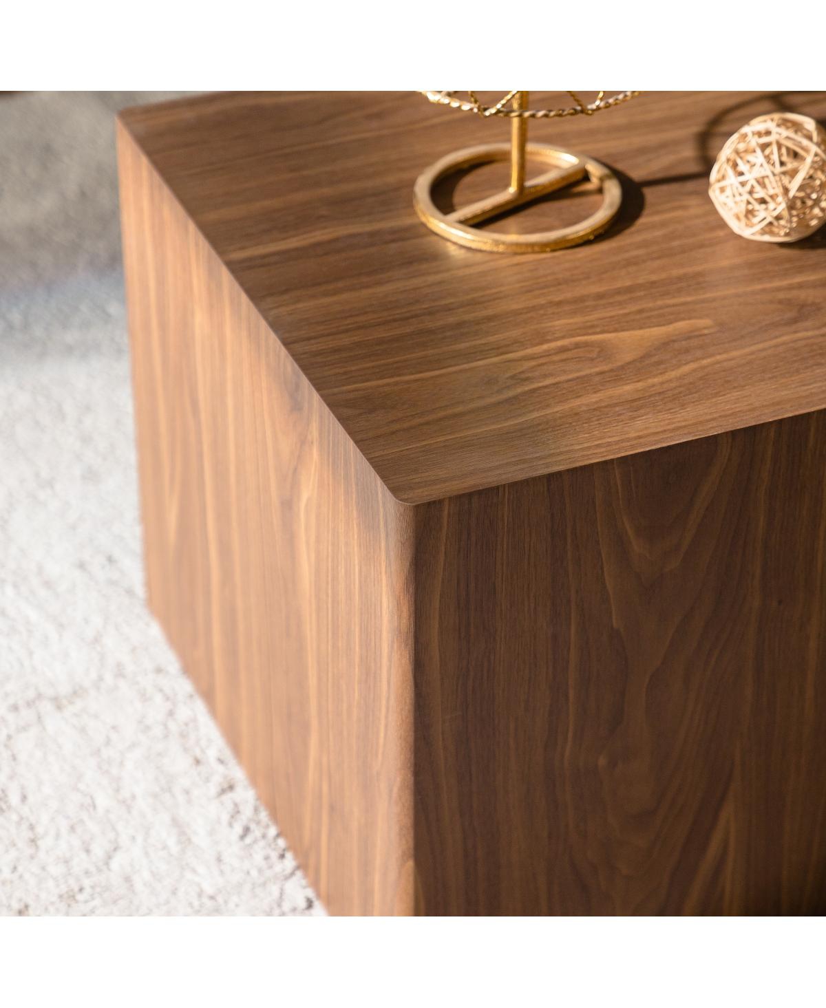 Streamdale Furniture Walnut Nesting Cube Coffee Table Set - Modern Mdf Wood Grain Side Tables