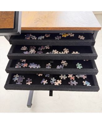1500pc Jigsaw Puzzle Table for Adults - Black, with 4 Trays & 2 Storage Drawers