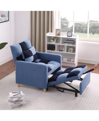 Convertible Sleeper Sofa Chair Bed with Pillow, Teddy Fabric