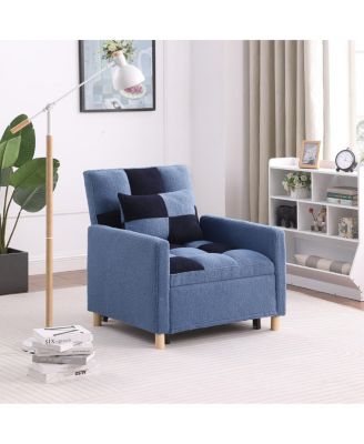 Convertible Sleeper Sofa Chair Bed with Pillow, Teddy Fabric