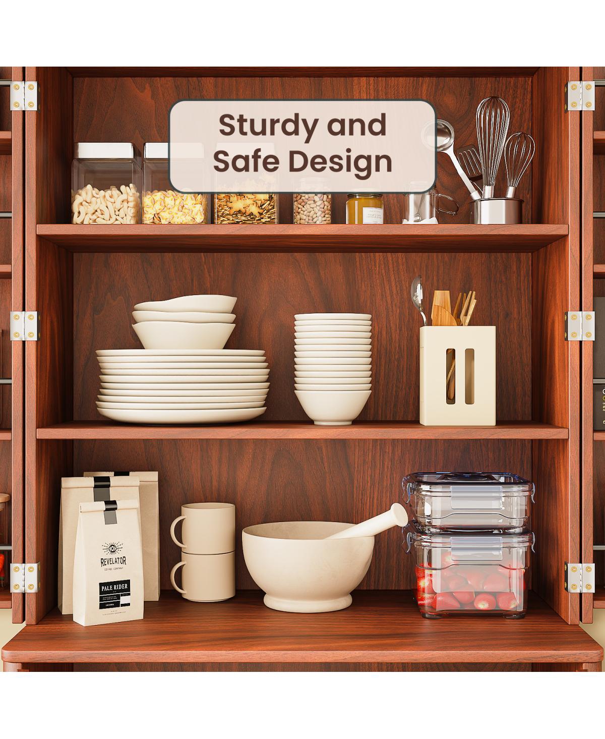 Streamdale Furniture 72" Modern Fluted Wood Kitchen Pantry Cabinet with 6 Shelves