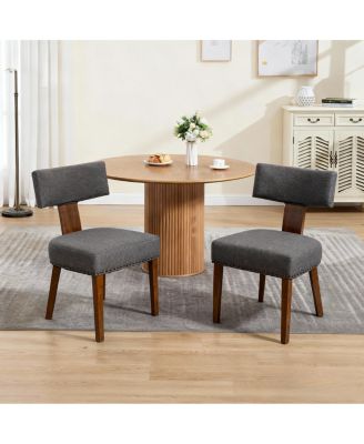 Upholstered Wooden Farmhouse Dining Chairs (Set of 2), Gray