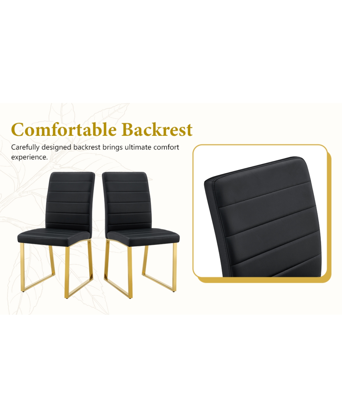 Streamdale Furniture Marble patterned glass dining chair set with gold decoration