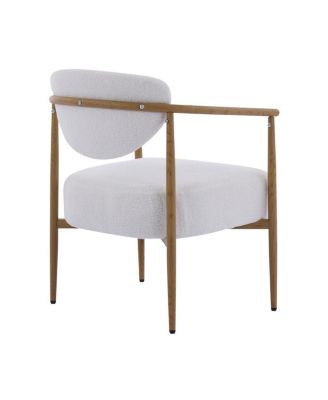White Teddy Velvet Dining Chair (2 Sets) - Wood Grain Visual
