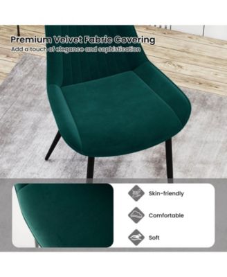 Dining Chair Set of 4 Faux Leather Upholstered Kitchen Chairs with Metal Legs