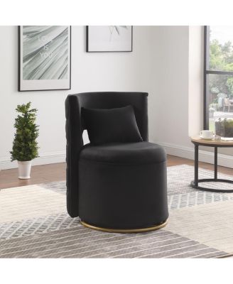 360° Swivel Velvet Accent Chair with Storage & Gold Base