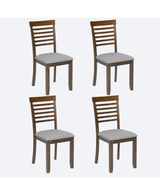Wooden Dining Chairs Set of 4 with Padded Seat, Walnut