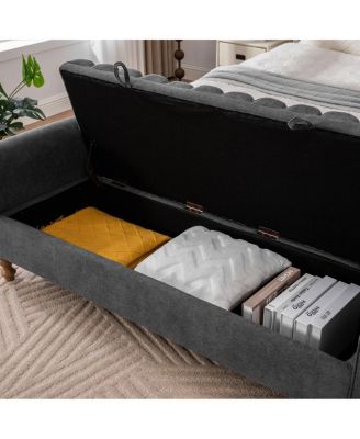 Modern Upholstered Storage Bench - Charcoal