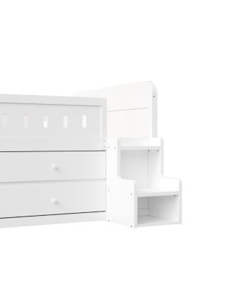 Wooden Full Size Bed with LED Light, Storage Drawers