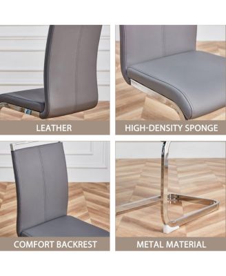 Modern Dining Chairs, PU Faux Leather High Back Upholstered Side Chair