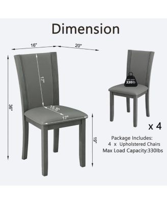 Wooden Dining Chairs Set of 4 with Padded Seat, Upholstered Side Chair