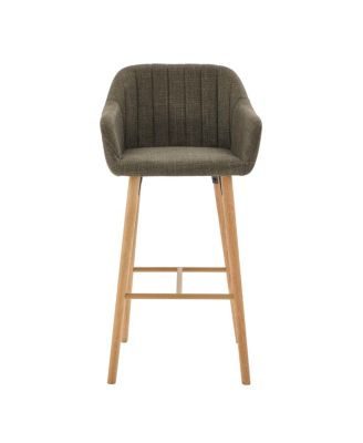 Modern Linen Bar Stools Set of 2 with Back & Armrest