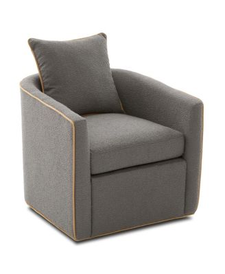 Swivel Accent Chair, Upholstered Club Barrel Sofa for Living Room, Light Gray