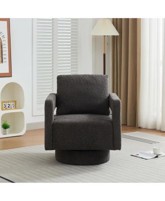 29.13" W Swivel Accent Chair, Modern Rotating Armchair, Charcoal