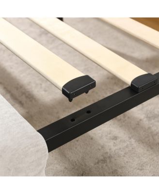 Queen Size Chenille Upholstered Bed Frame with Storage Drawer - Beige