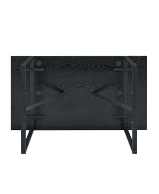 Streamdale Minimalist 55" Retro Rectangular Dining Table with Black Textured Top & Metal Legs