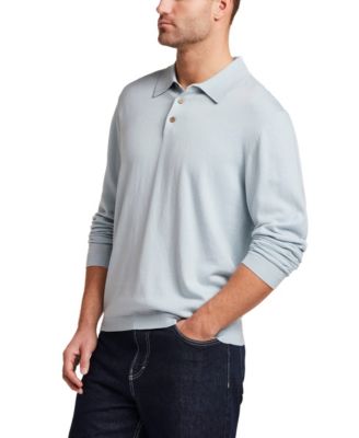 Men's Long-Sleeve Polo Cotton Cashmere Sweater