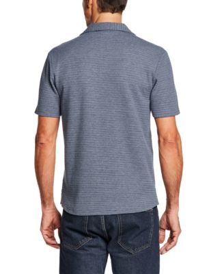 Men's Short-Sleeve Variegated Microstripe Coatfront Knit Shirt