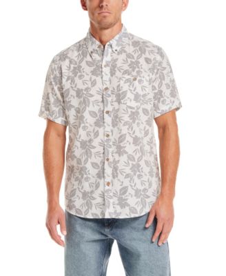 Men's Short-Sleeve Print Linen Cotton Shirt