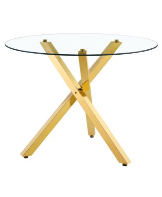 Round Glass Dining Table (2-4 People, 39" Dia x 30" H) - Stylish & Practical