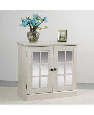Storage sideboard cabinet with 2 mirrored doors & adjustable shelf