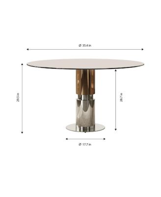 35" Round Glass Dining Table with Stainless Steel Legs (Seats 2-4)