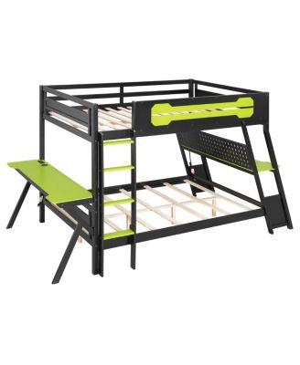 Bunk Bed with Two Gaming Desks & USB Ports