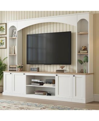 Streamdale Elegant Arched Entertainment Center with Bookshelf & Farmhouse TV Stand