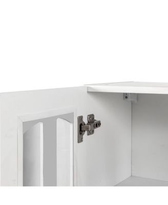 Glass Door Wall Cabinet with Adjustable Shelves