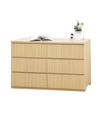 6 Drawer Storage Cabinet, Wood Dresser Clothes Organizer with Wavy Panel