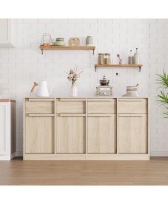 62.4" Sideboard Buffet Cabinet with 4 Drawers, Large Modern Coffee Bar Storage Cabinet, Beige