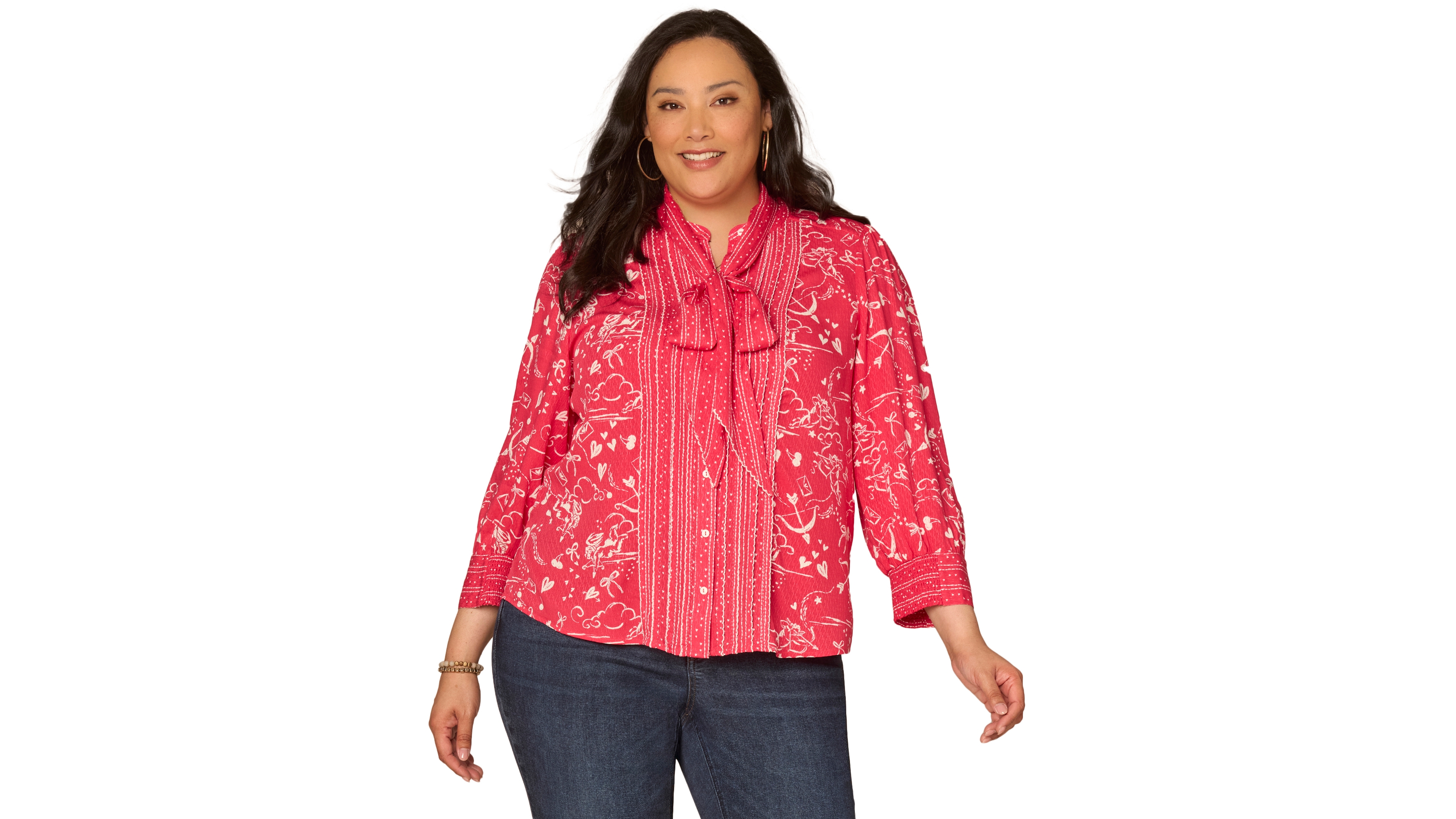 Democracy Plus 3/4-Length Sleeve Button-Down Top