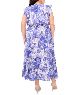 Plus Size Printed Sleeveless Maxi Dress