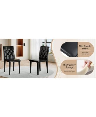 Black Faux Wood Grain MDF Dining Table Set with 4 Black PU Chairs