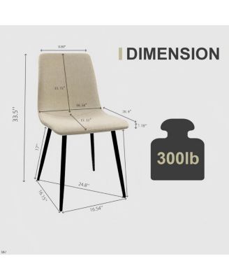 55" MDF Wood Dining Table & 4 Modern Linen Chairs Set