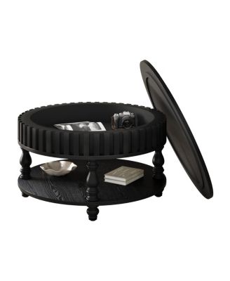 Modern Fluted Coffee Table with Storage, Flip-Top Center Table