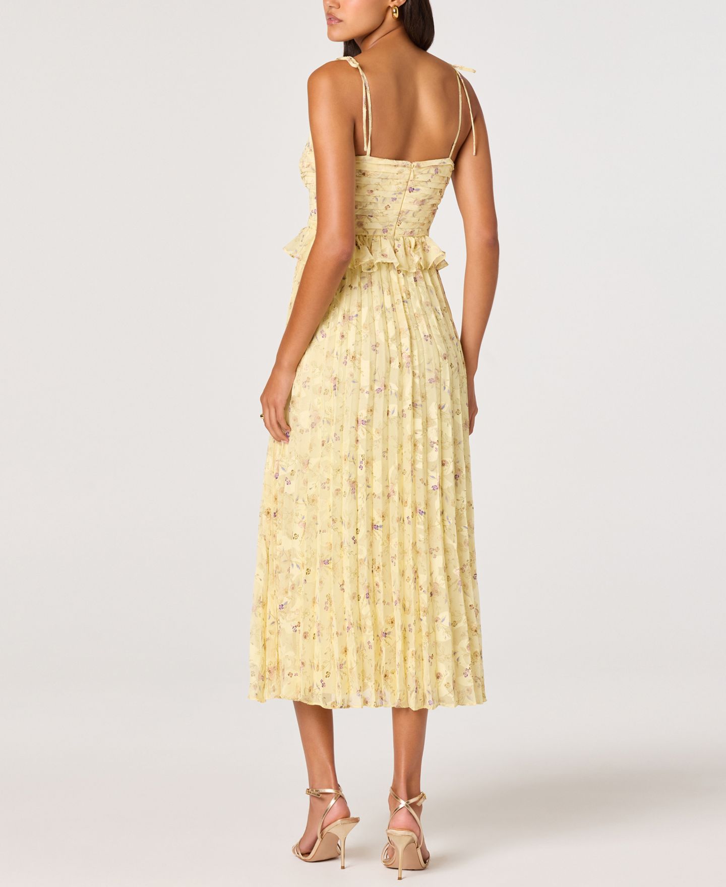 Женское платье ASTR the Label Emerys Square Neck, цвет: Жёлтый с принтом — фото 4