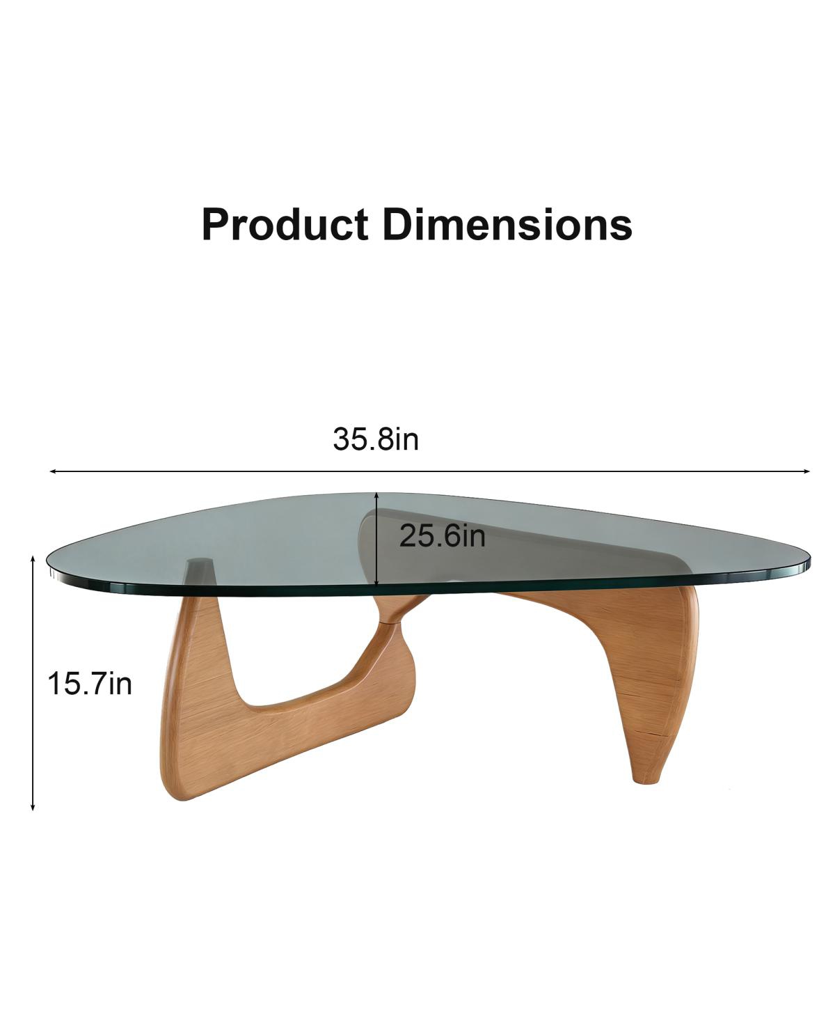 Streamdale Furniture Modern Glass Coffee Table, 35.8" x 25.6" x 15.7", Walnut