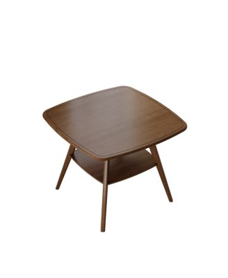 Modern Wooden Dining Table with Storage Shelf, Walnut Finish