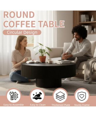 Round Fluted Mid Century Modern Coffee Table