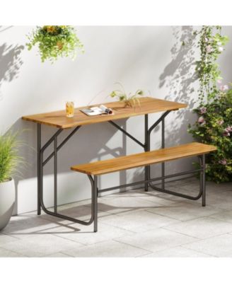 Acacia Wood Patio Picnic Table Bench for 2 People