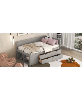 Twin Size Daybed with Drawers and Shelves