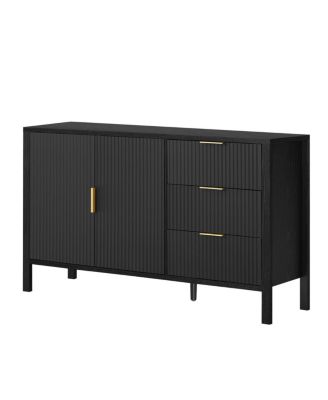 Modern Wave-Pattern Sideboard with 3 Drawers & Hooks