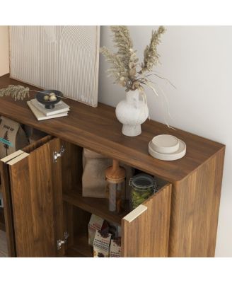 Wood Modern Buffet Cabinet with Storage, Fluted Sideboard, Credenza, Accent Cabinet