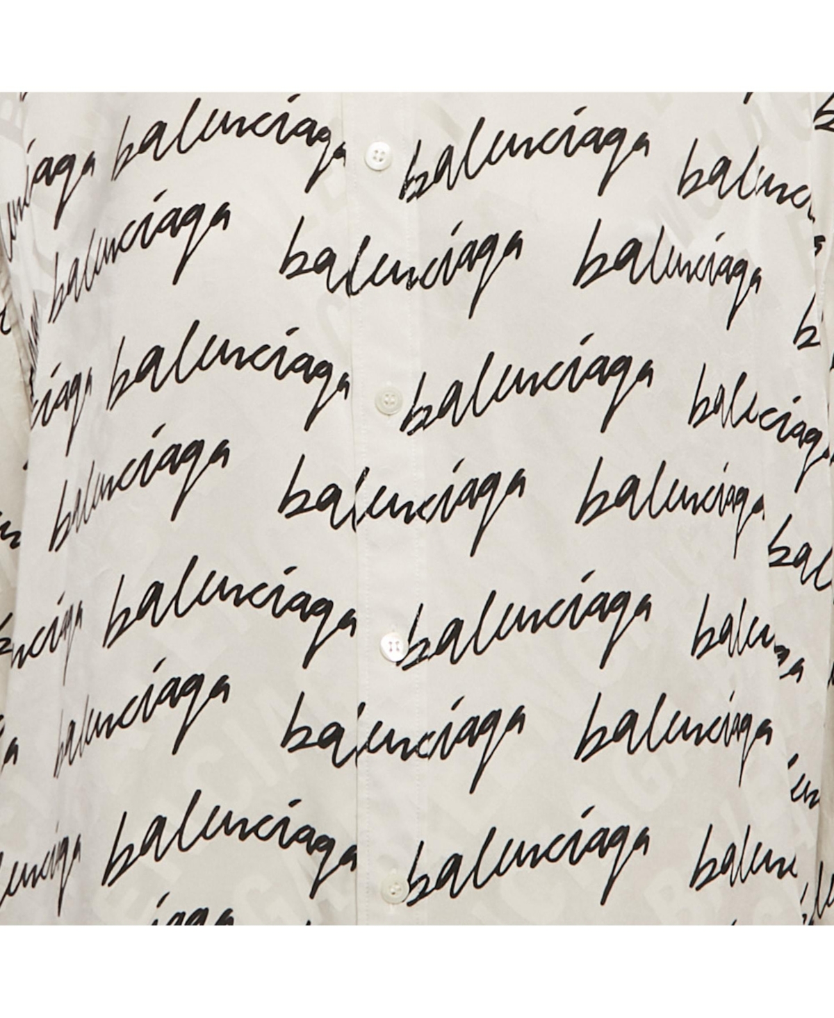 Pre-Owned Balenciaga Women's White Logo Scribble Print Silk Loose Fit Shirt